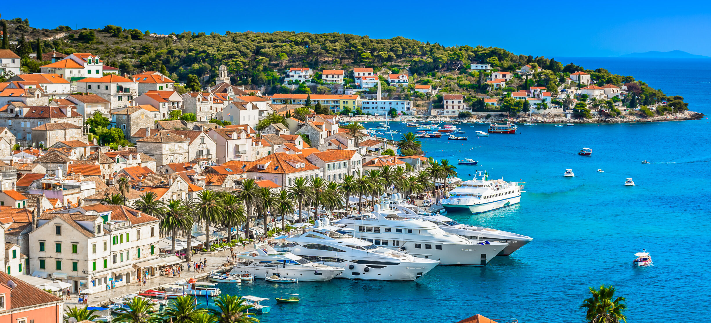 Aerial,View,At,Hvar,Town,In,Southern,Croatia,,Famous,Luxury